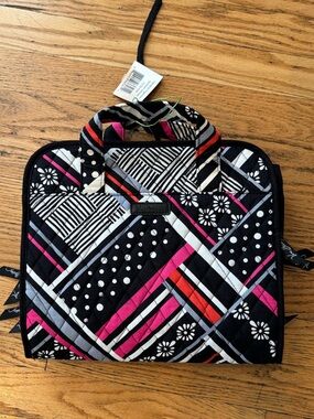 Vera Bradley Makeup Cosmetic Bag Pink Organizer Travel Fold Up Hanging